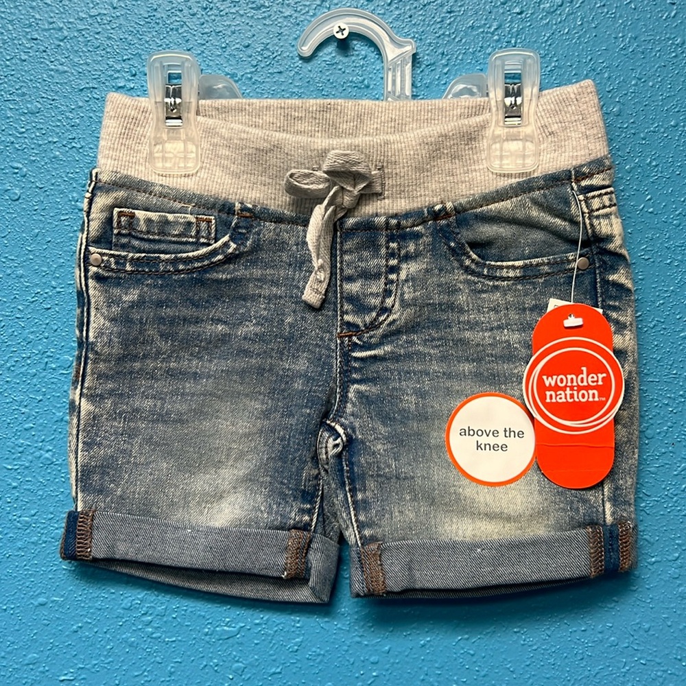Wonder Nation denim jean pull on girls shorts size XS 4/5 NWT